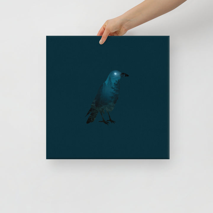 Raven in a Moonlit Forest - Reflections of the Wild - Canvas