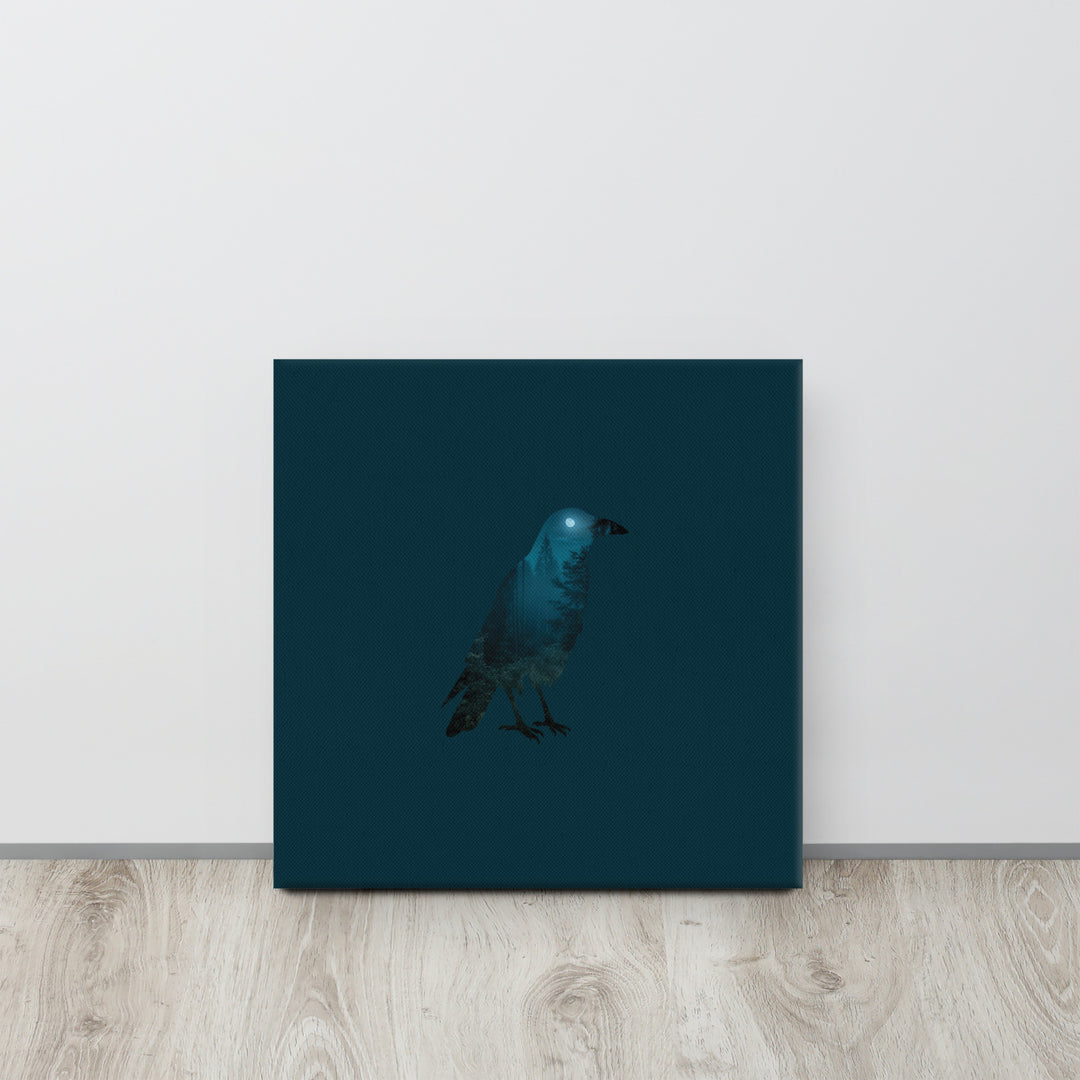 Raven in a Moonlit Forest - Reflections of the Wild - Canvas