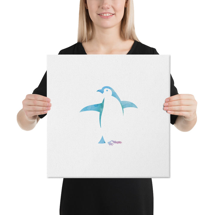 Watercolor Silhouette Penguin Canvas Wall Art