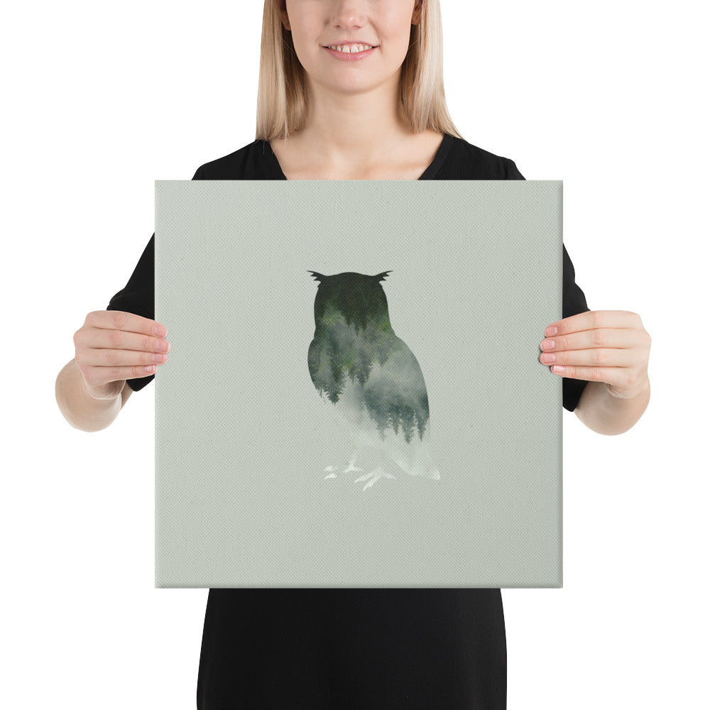 Reflections of the Wild - Mystic Owl with Emerald Forest Silhouette