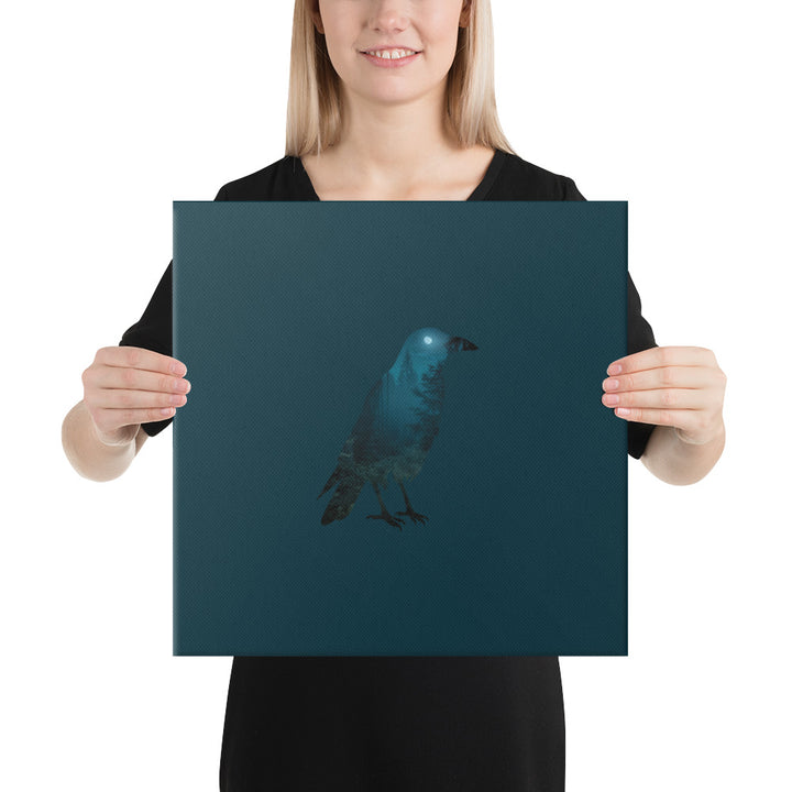 Raven in a Moonlit Forest - Reflections of the Wild - Canvas