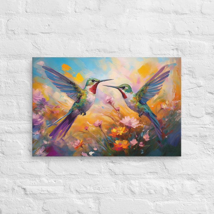 Flirting Hummingbirds in the Field – Canvas Print