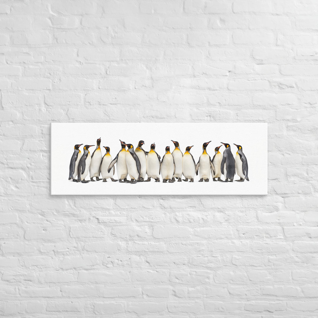 The Penguin Parade – A Line of Personality - 16"x48" Canvas