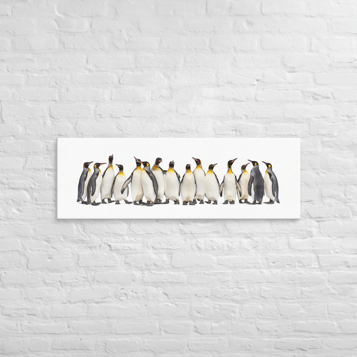 The Penguin Parade – A Line of Personality - 16"x48" Canvas