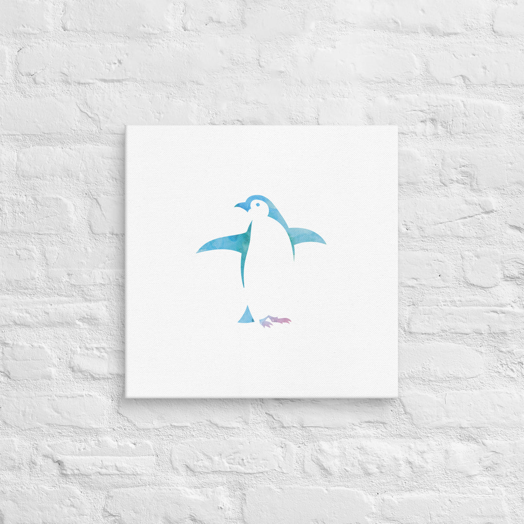 Watercolor Silhouette Penguin Canvas Wall Art