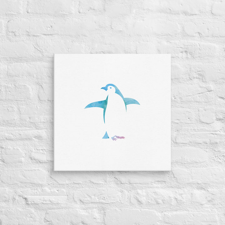 Watercolor Silhouette Penguin Canvas Wall Art