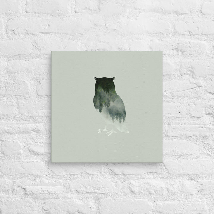 Reflections of the Wild - Mystic Owl with Emerald Forest Silhouette