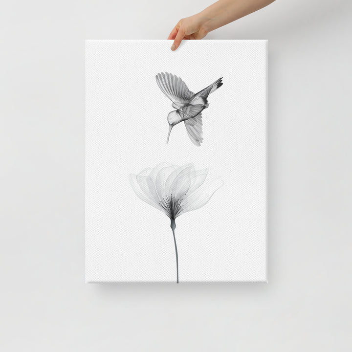 Translucent Harmony – Hummingbird and Bloom Canvas