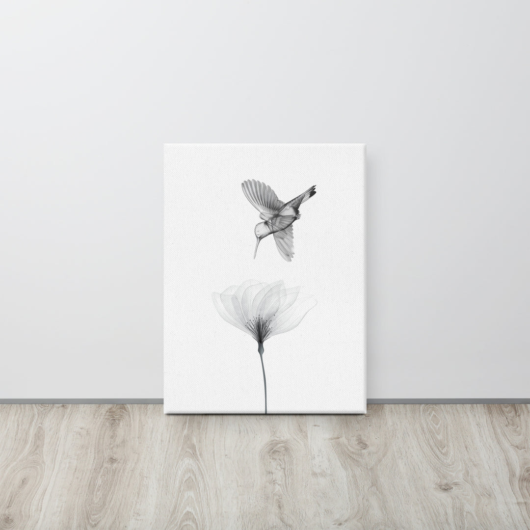 Translucent Harmony – Hummingbird and Bloom Canvas