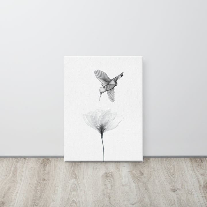 Translucent Harmony – Hummingbird and Bloom Canvas