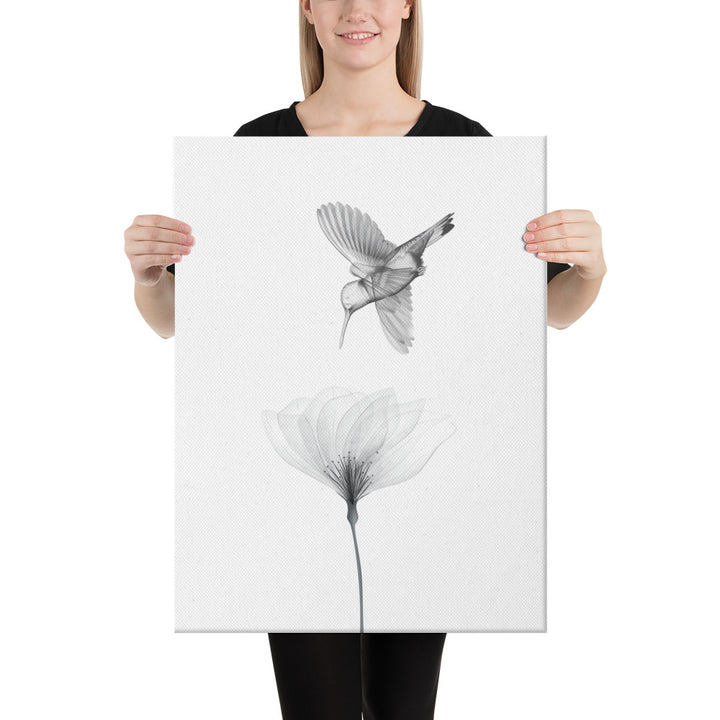 Translucent Harmony – Hummingbird and Bloom Canvas