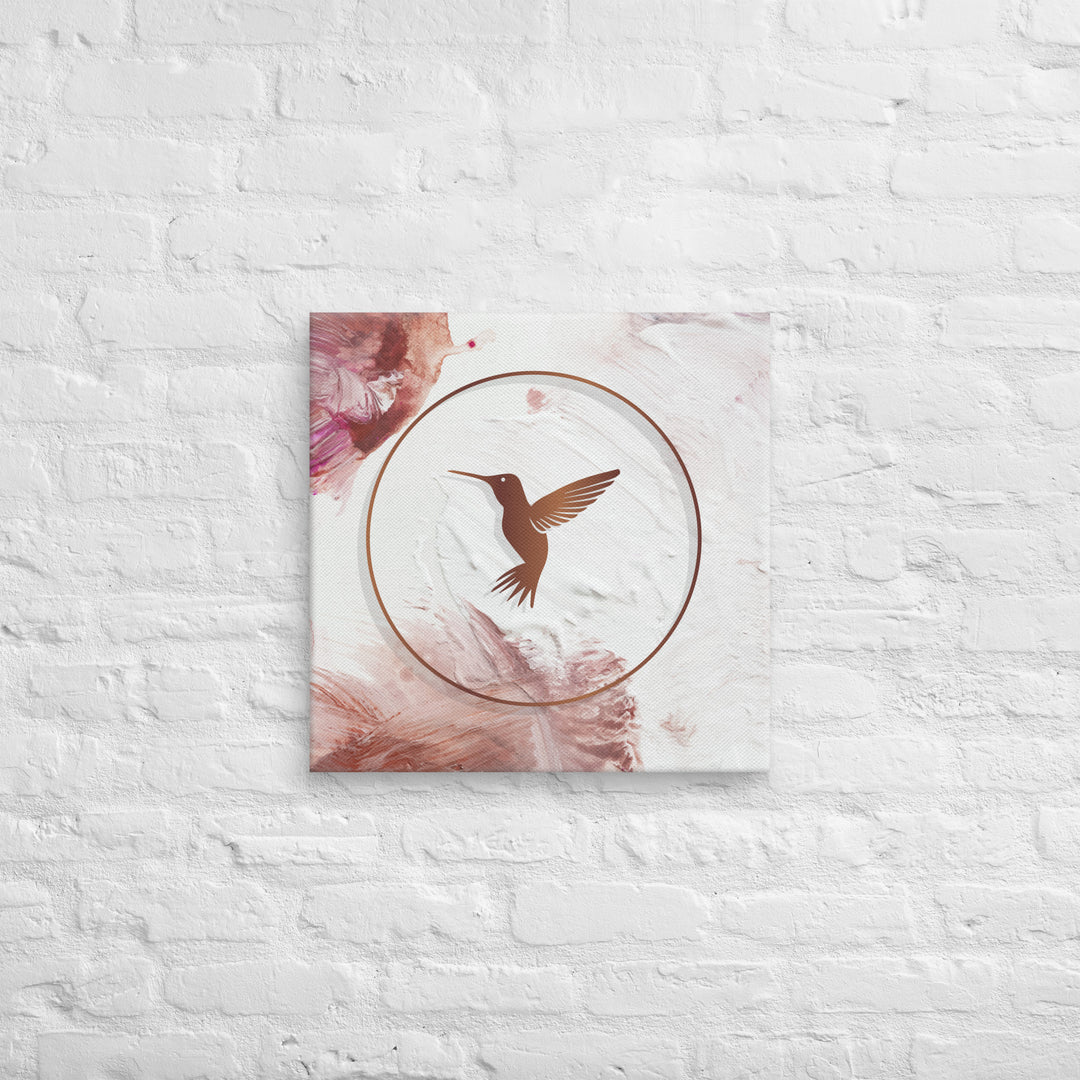 Textured Blush Paint and Bronze Hummingbird Canvas Print