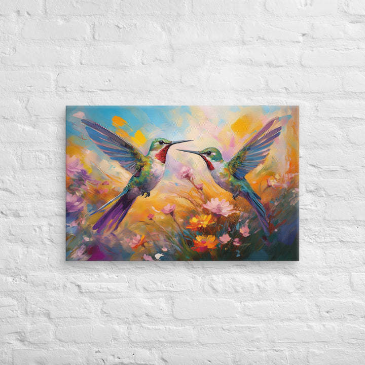 Flirting Hummingbirds in the Field – Canvas Print