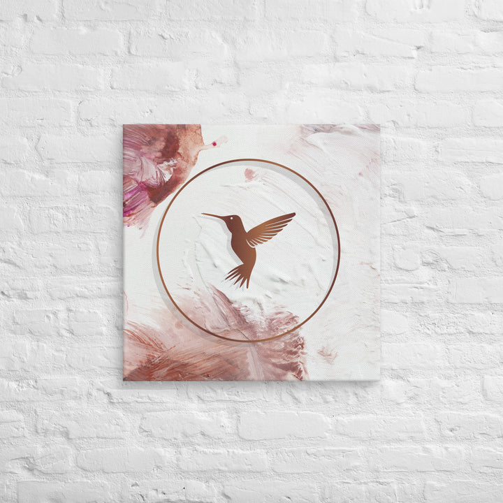 Textured Blush Paint and Bronze Hummingbird Canvas Print