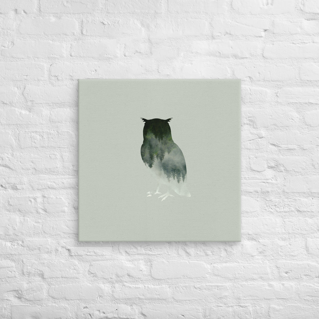 Reflections of the Wild - Mystic Owl with Emerald Forest Silhouette