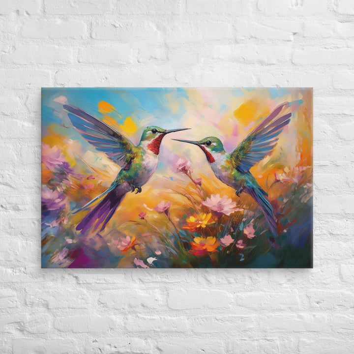 Flirting Hummingbirds in the Field – Canvas Print