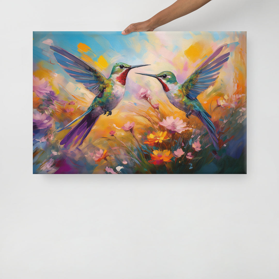 Flirting Hummingbirds in the Field – Canvas Print