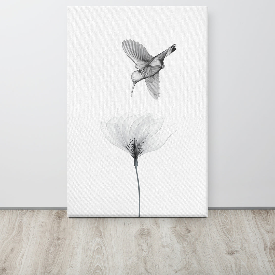 Translucent Harmony – Hummingbird and Bloom Canvas