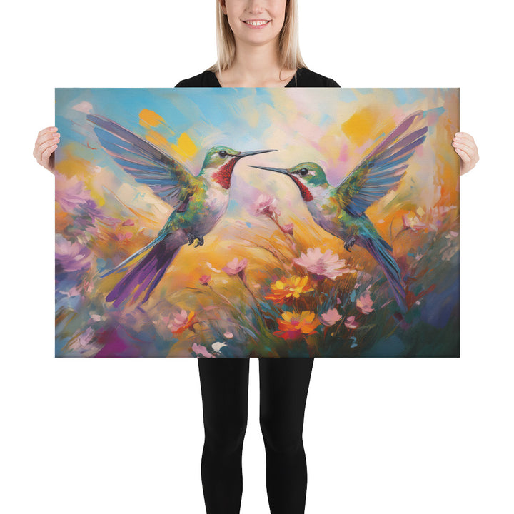 Flirting Hummingbirds in the Field – Canvas Print