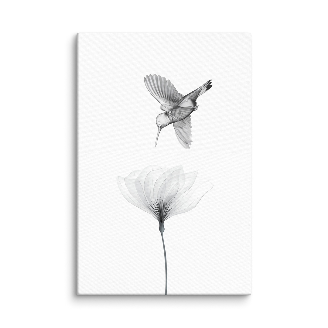 Translucent Harmony – Hummingbird and Bloom Canvas