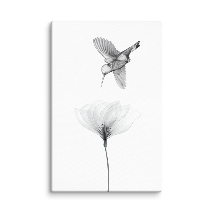 Translucent Harmony – Hummingbird and Bloom Canvas