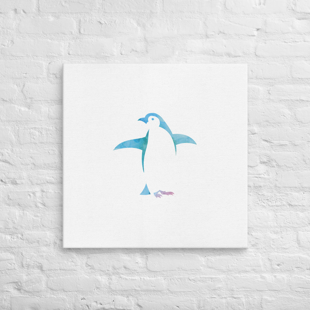 Watercolor Silhouette Penguin Canvas Wall Art