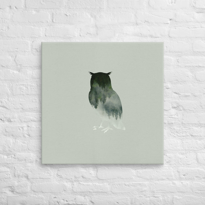 Reflections of the Wild - Mystic Owl with Emerald Forest Silhouette