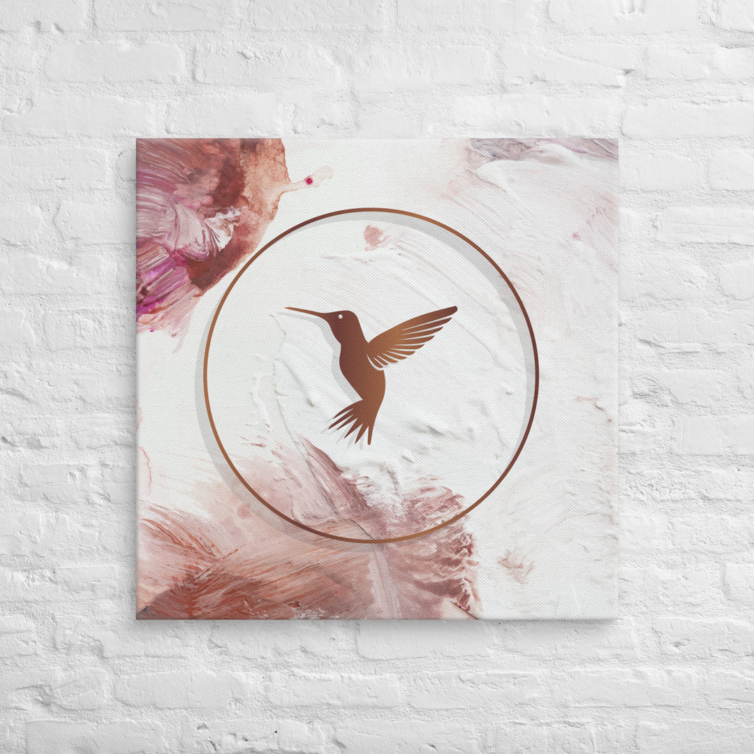 Textured Blush Paint and Bronze Hummingbird Canvas Print