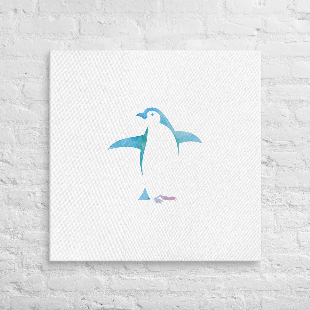 Watercolor Silhouette Penguin Canvas Wall Art