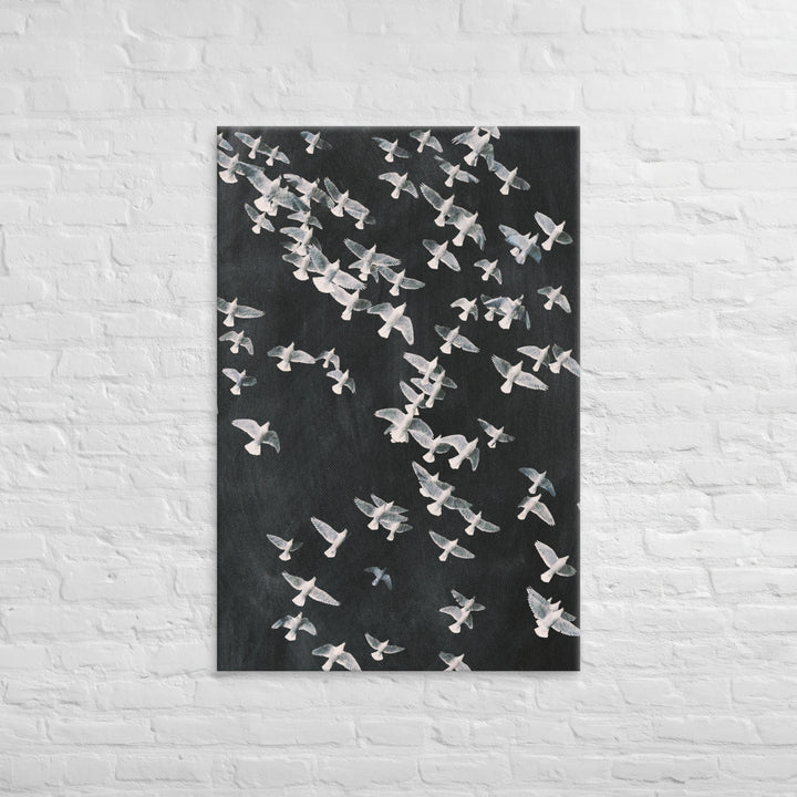 The Texture of Flight Across Graphite – Oversized Canvas