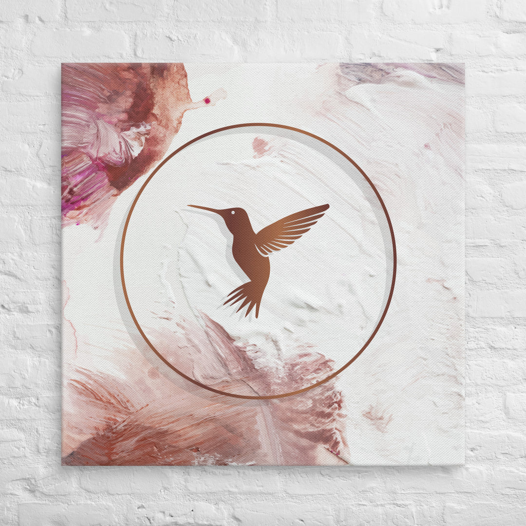 Textured Blush Paint and Bronze Hummingbird Canvas Print