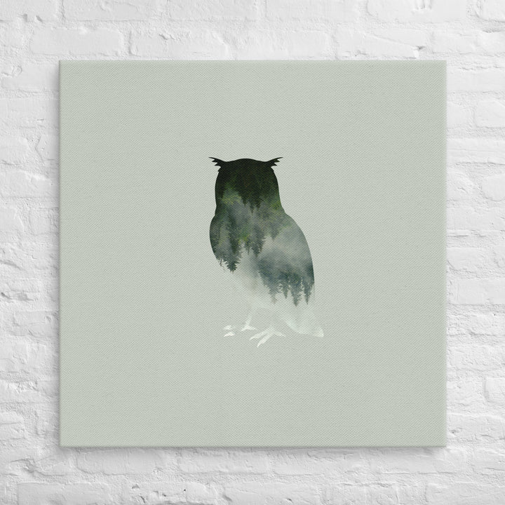 Reflections of the Wild - Mystic Owl with Emerald Forest Silhouette