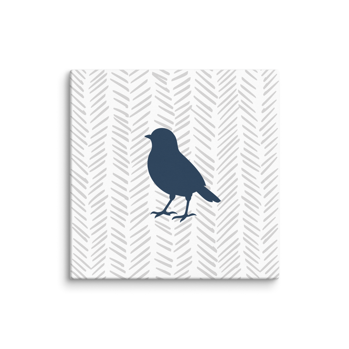 Small Bird Silhouette with Chevron Background - Canvas Print