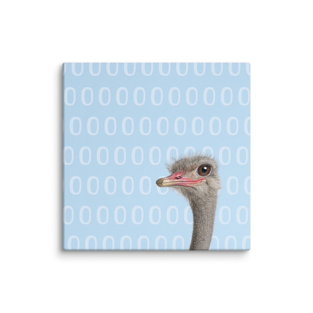 A Curious Ostrich Against Blue - Canvas Wall Art