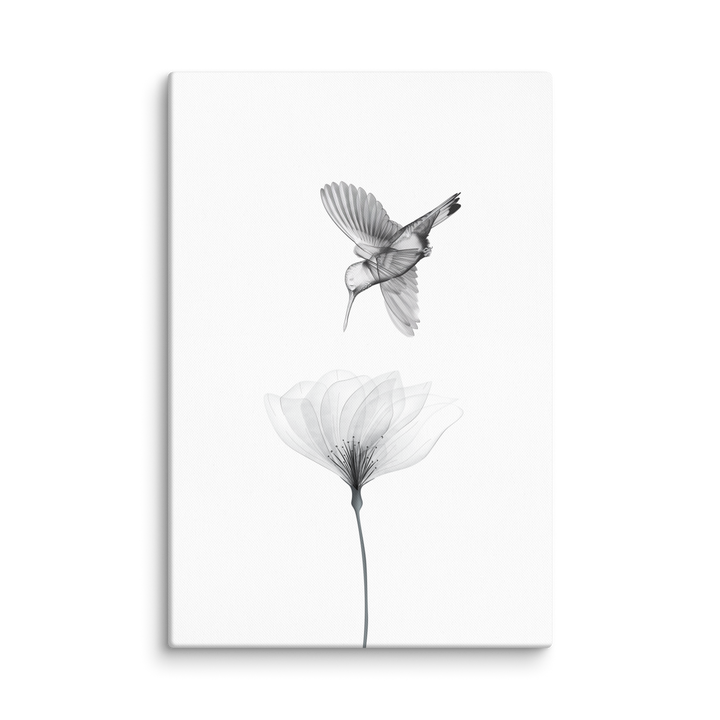 Translucent Harmony – Hummingbird and Bloom Canvas