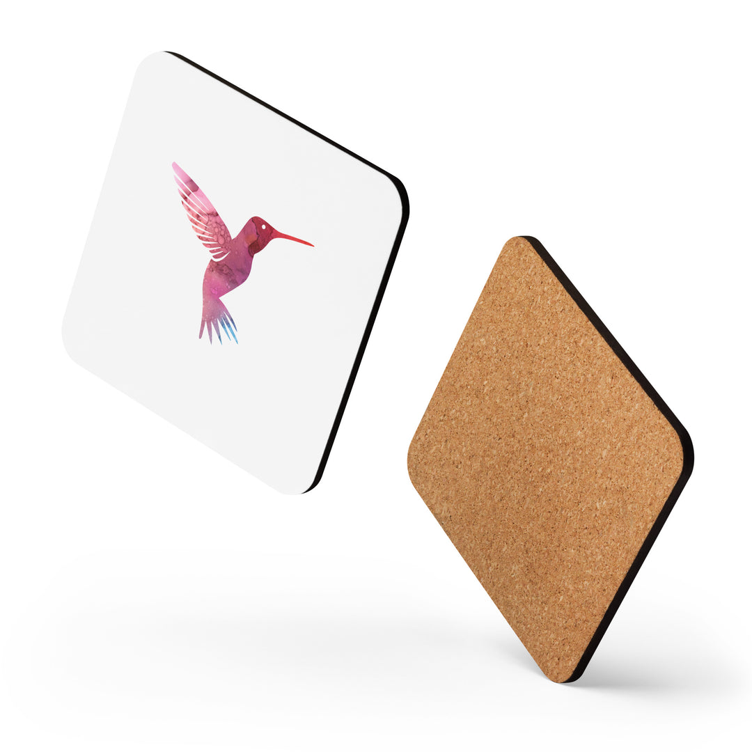 Watercolor Hummingbird White - Cork-back coaster (single)