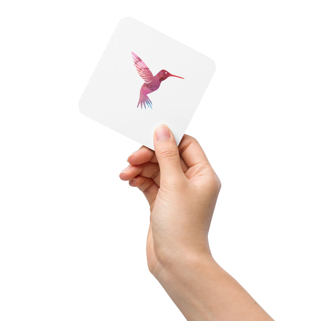 Watercolor Hummingbird White - Cork-back coaster (single)