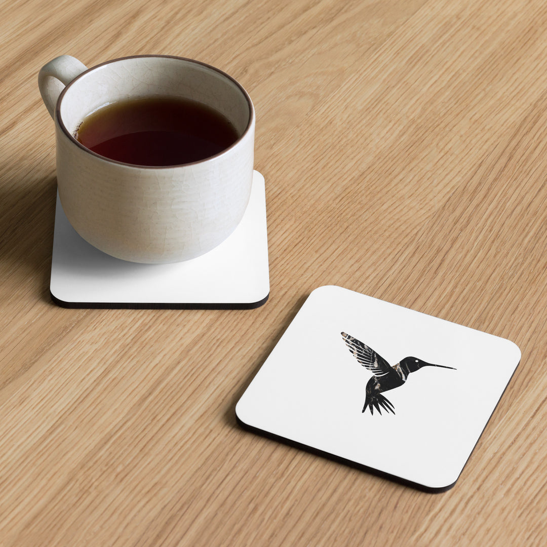 Dark Granite Hummingbird - White Cork-backed Coaster (single)