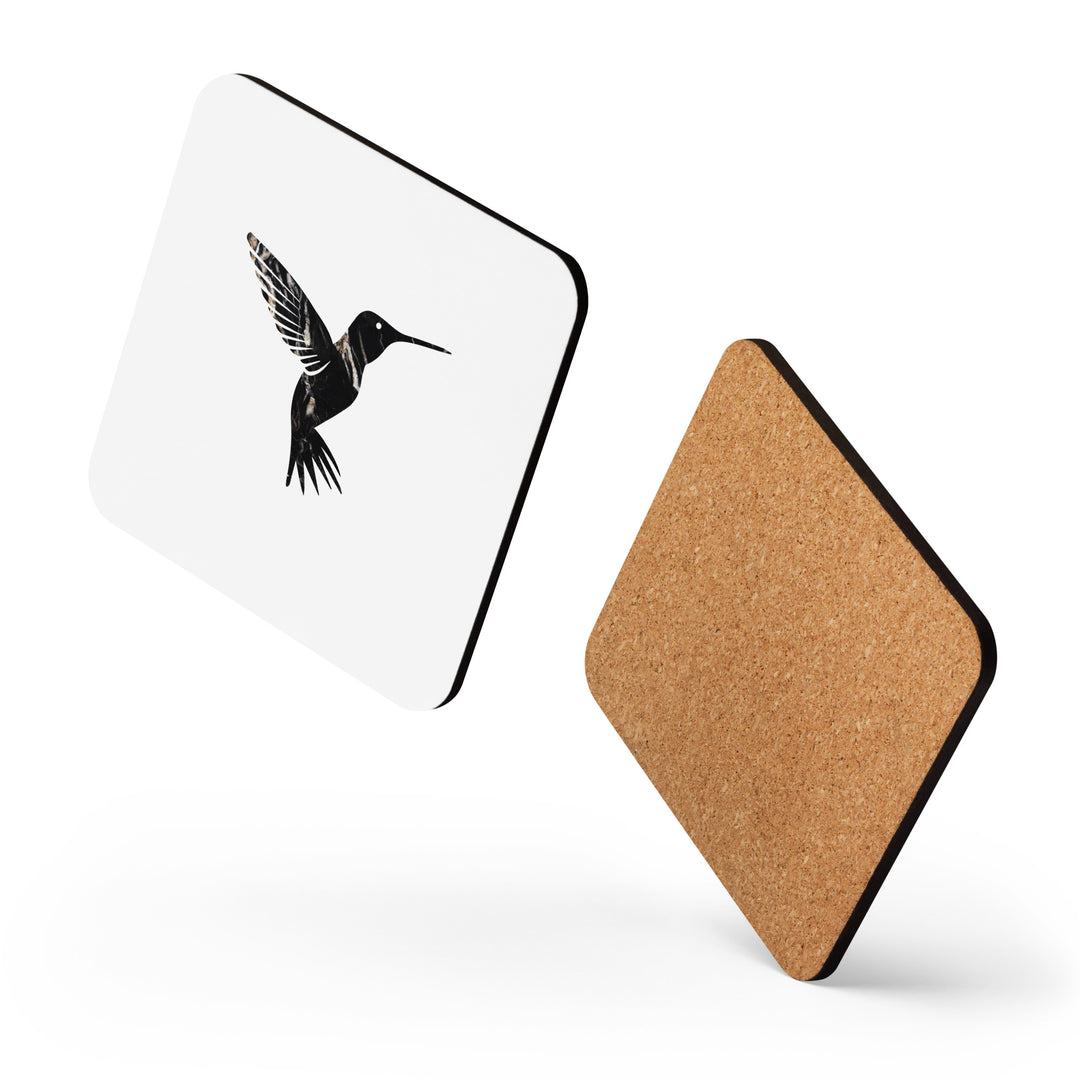 Dark Granite Hummingbird - White Cork-backed Coaster (single)