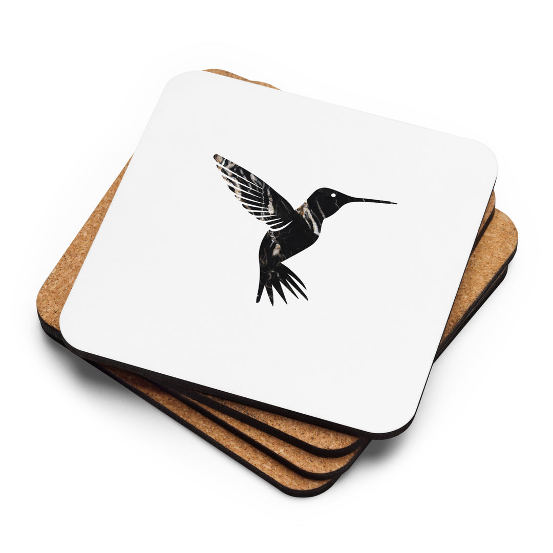 Dark Granite Hummingbird - White Cork-backed Coaster (single)