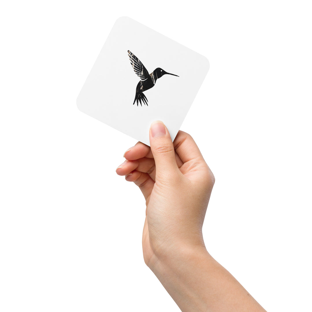 Dark Granite Hummingbird - White Cork-backed Coaster (single)