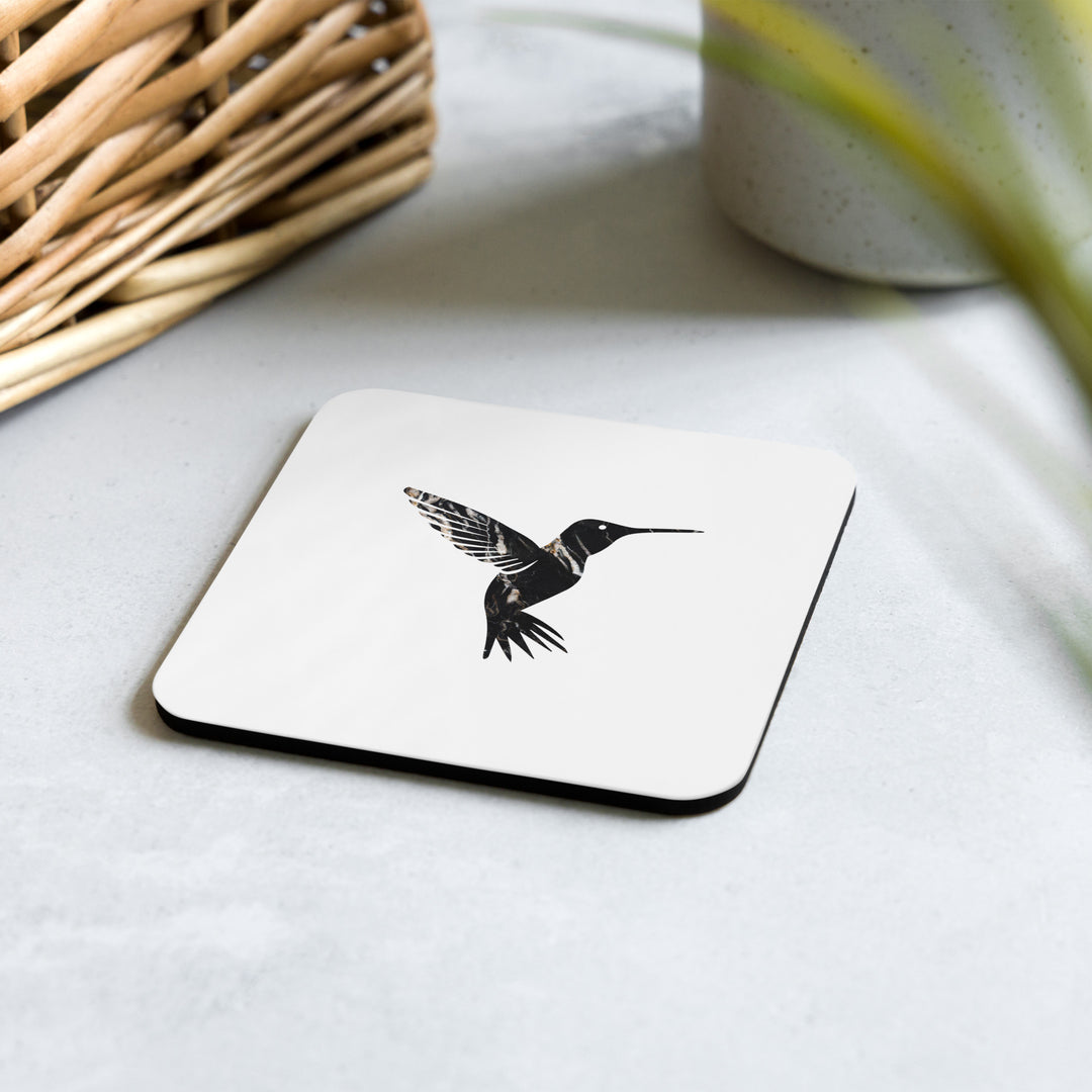 Dark Granite Hummingbird - White Cork-backed Coaster (single)