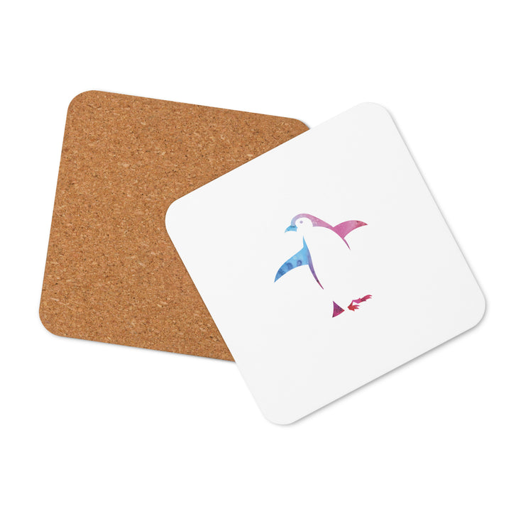 Watercolor Penguin on a White Cork-back Coaster (single)