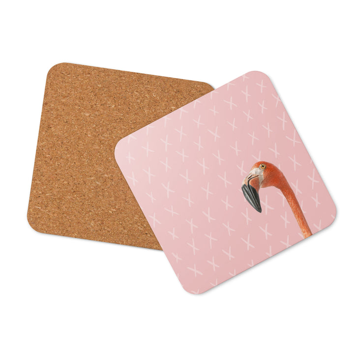 Curious Flamingo Cork-back Coaster (single coaster)