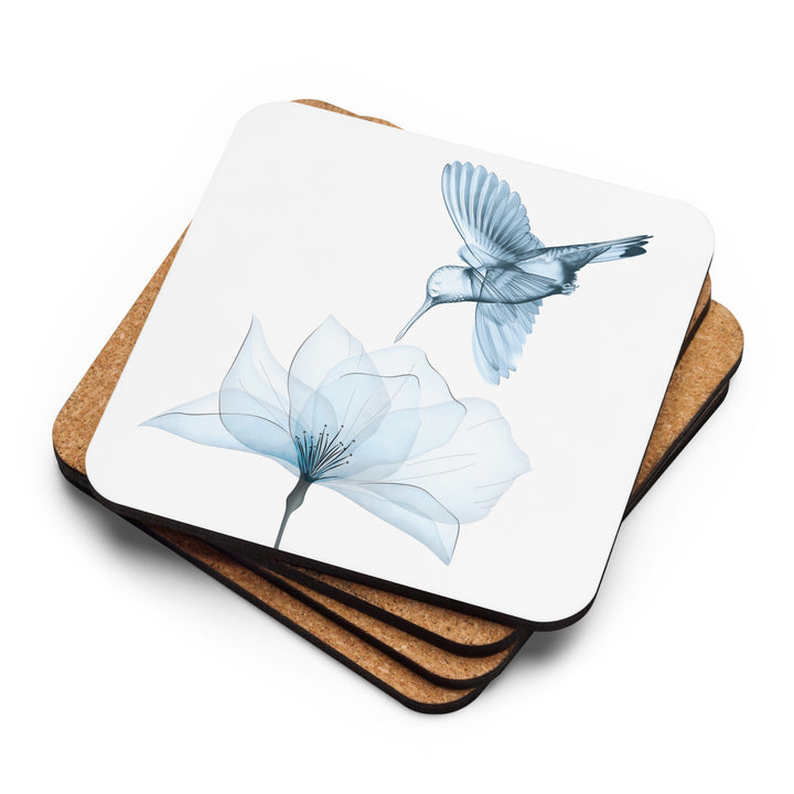 Translucent Harmony – Hummingbird and Bloom in Blue Coaster