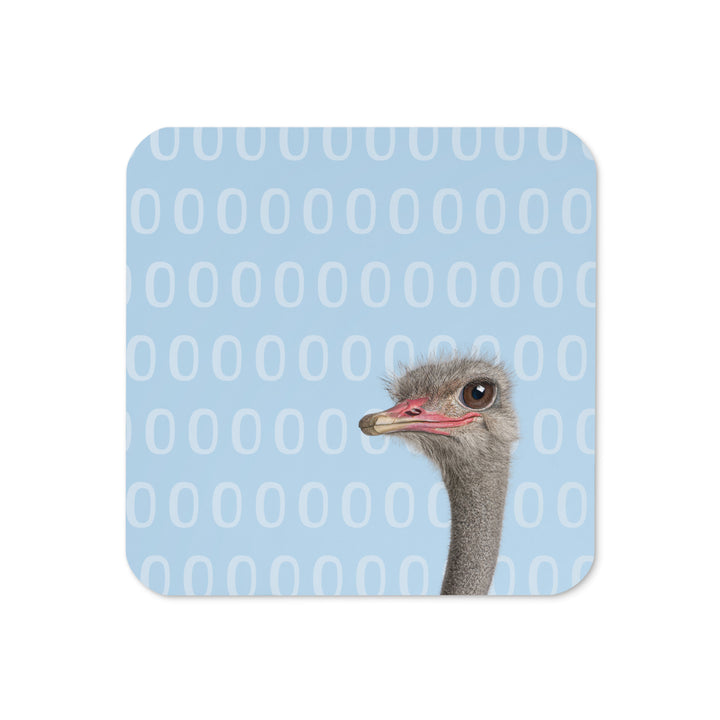 A Curious Ostrich - Blue Cork-backed Coaster