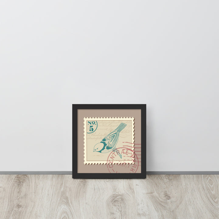 No. 5 Songbird Stamp to Central Park - Framed Print - Birds in Postage