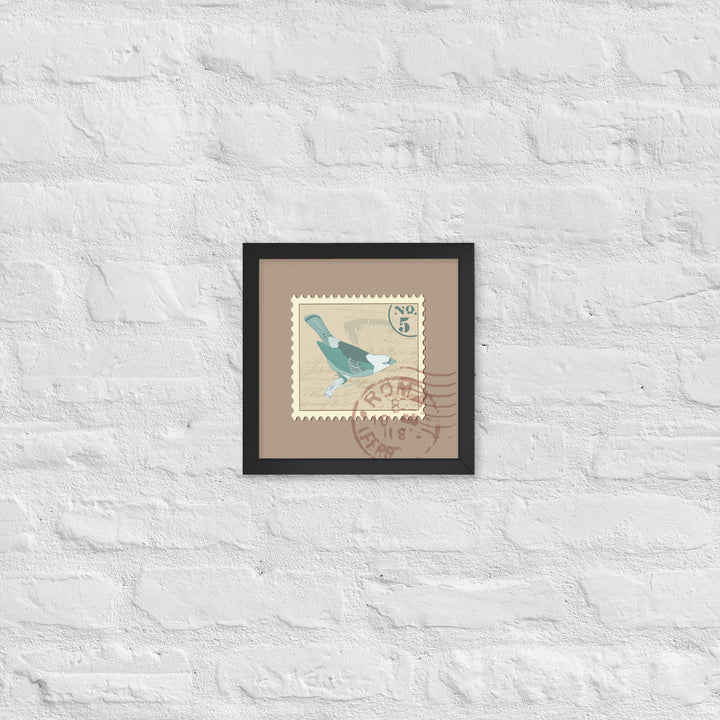 No. 5 Sparrow Stamp from Rome - Framed Print - Birds in Postage