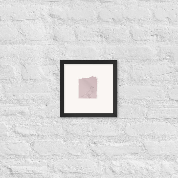 Pigeon Drawing on Torn Blush Paper - Tearaway Bird Sketch - 10" Framed Print