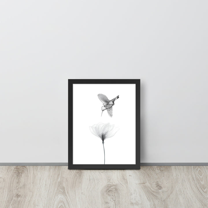 Translucent Harmony – Hummingbird and Bloom - Framed